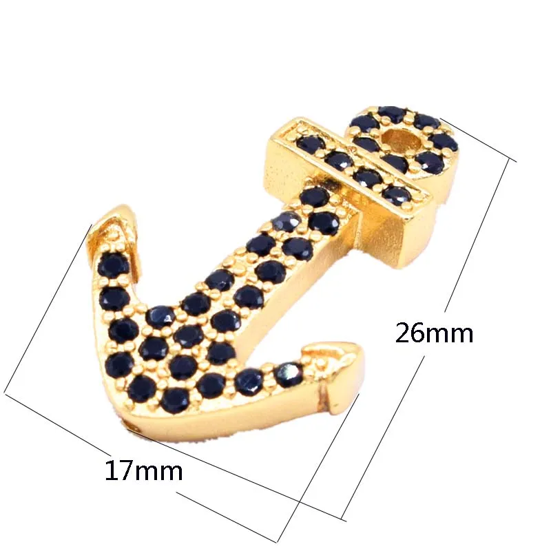 Подвеска якорь в морском стиле VOQ микро инкрустированный черный циркон подходит