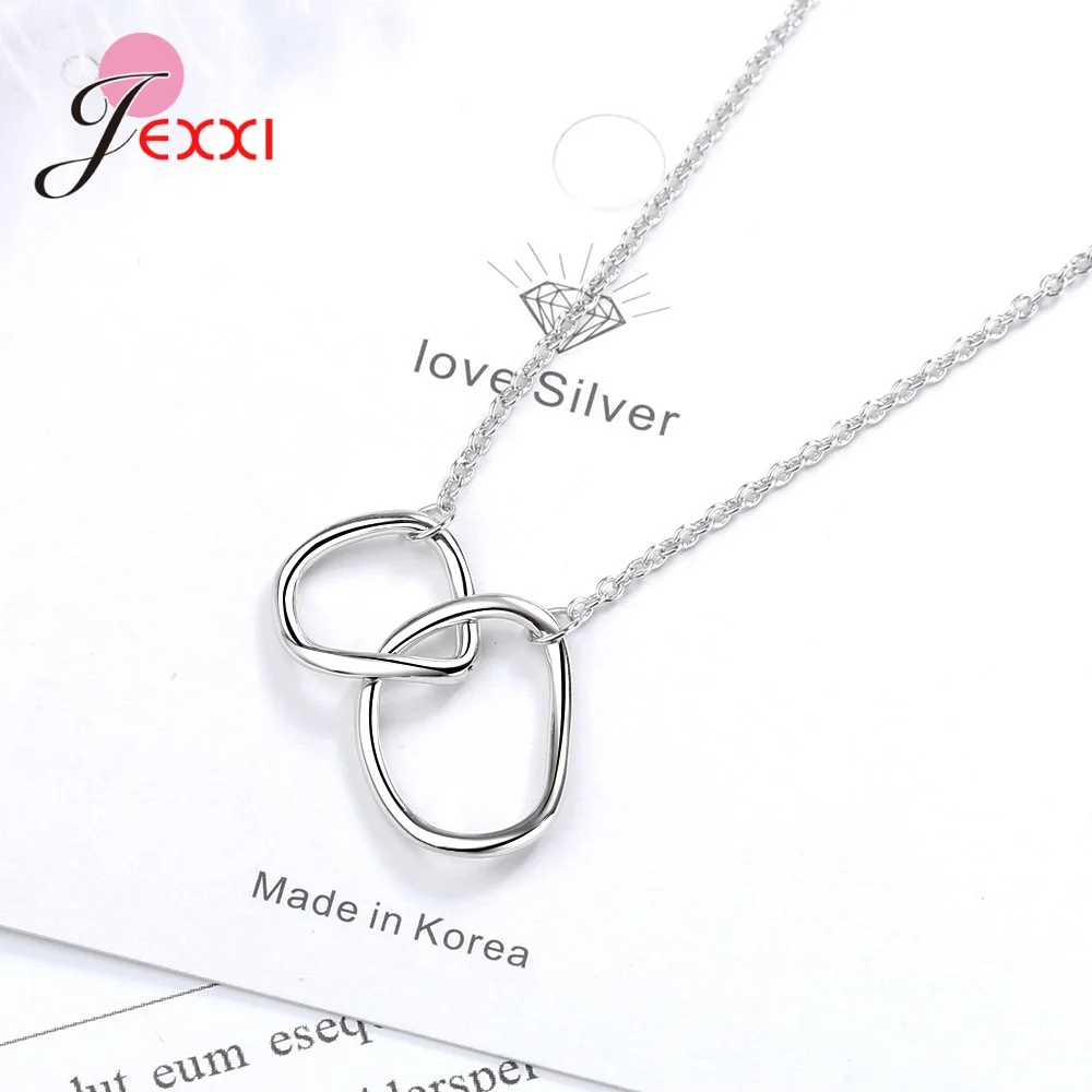 Ожерелье женское круглое из 925 стерлингового серебра серебряный круглый кулон