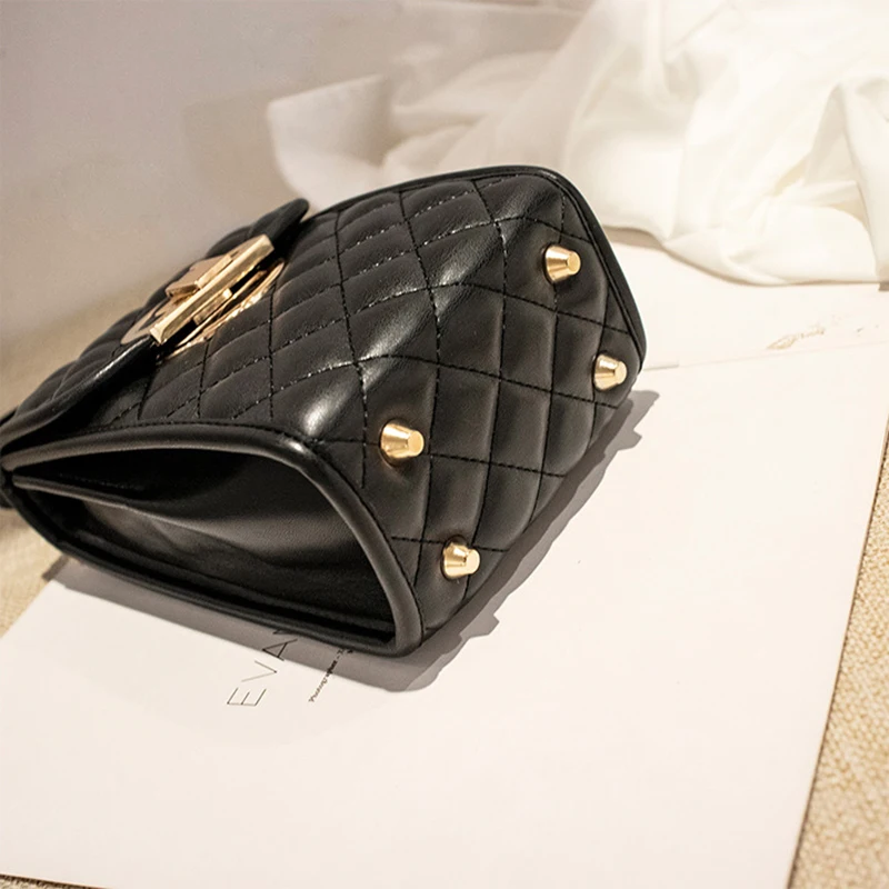 Дамская маленькая стеганая сумка через плечо из искусственной кожи на цепочке