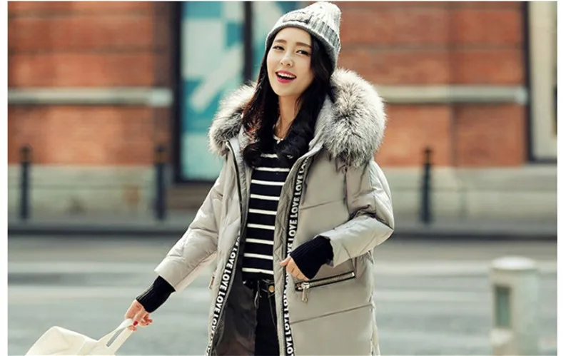 

Women's 2020 Warm Winter Coat Female Fur Collar White Duck Down Jacket Thick Hooded Parkas Mujer Casaco Inverno