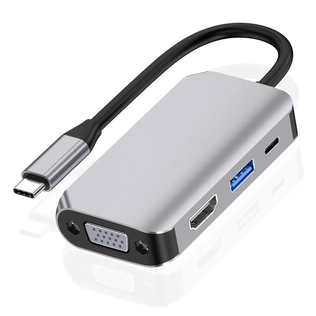 4-в-1 Тип с разъемами типа c и HDMI 4K VGA Hub Многофункциональный Док-станция Plug And Play