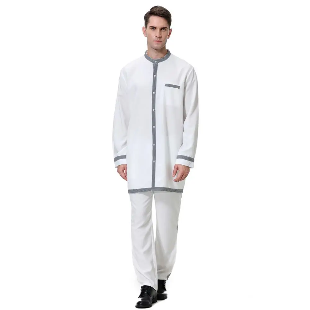 Hanyimidoo 2 PCS Muslim Abaya Suit for Men Jubba Thobe Middle East Long Robes Kaftan Arab Dubai Adult Islamic Clothing