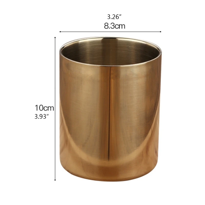 

Round Pen Holder Stainless Steel Vase Cosmetic Brush Container Desktop Decoration for Home School Office