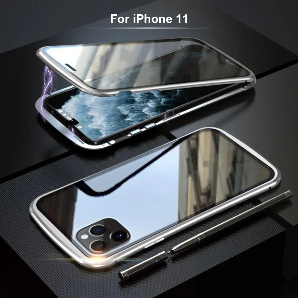 Магнитный адсорбционный Чехол для мобильного телефона IPhone 11 Pro Max металлическая