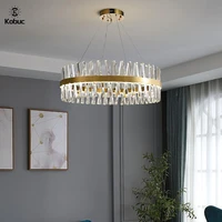 kobuc modern crystal led copper pendant light indoor chandelier light fixtures for kitchen dining room living room luxury lamp