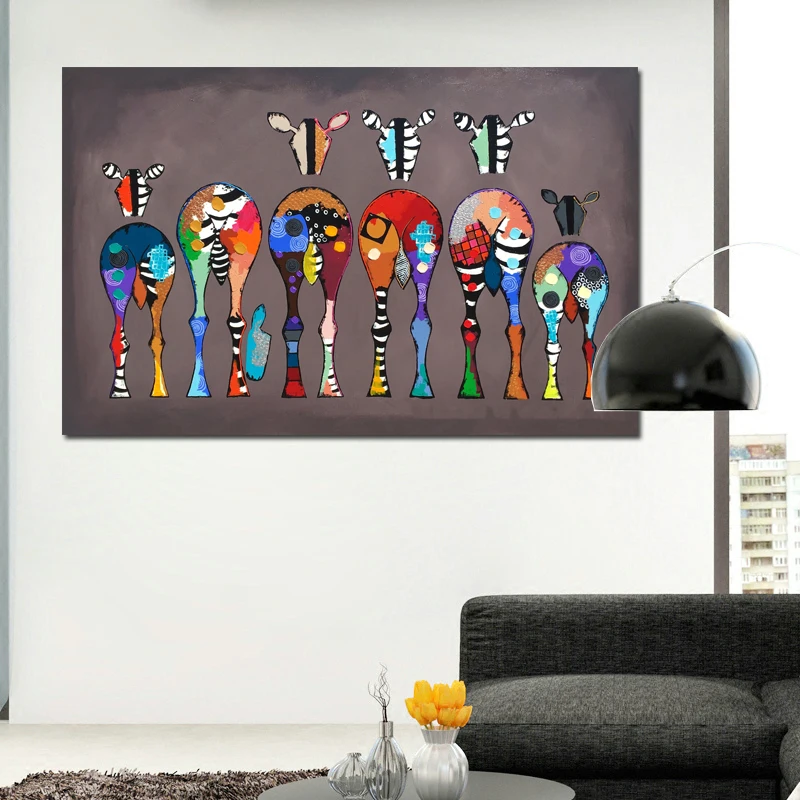 Абстрактные красочные животные плакаты с зеброй и принтами Холст Картина