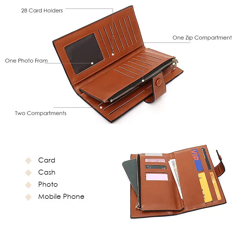 Женский кошелек из искусственной кожи CEZIRA роскошный длинный функциональный с