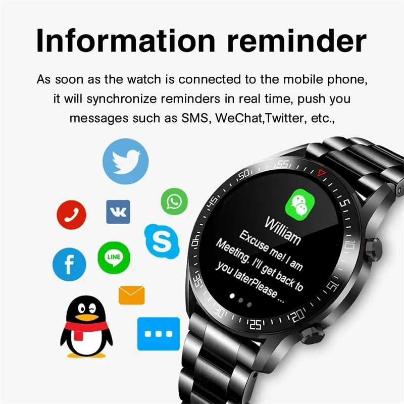 

OIMG Smart Watch Men Blood Pressure Heart Rate Monitoring Waterproof Weather Reminder Sports Smartwatch For Xiaomi Huawei Phone