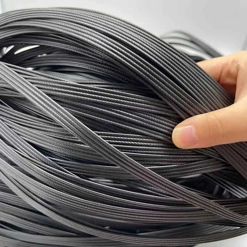 500G70M Black four-wire flat synthetic rattan woven material, used to weave and repair plastic rattan for chairs, tables, hammoc