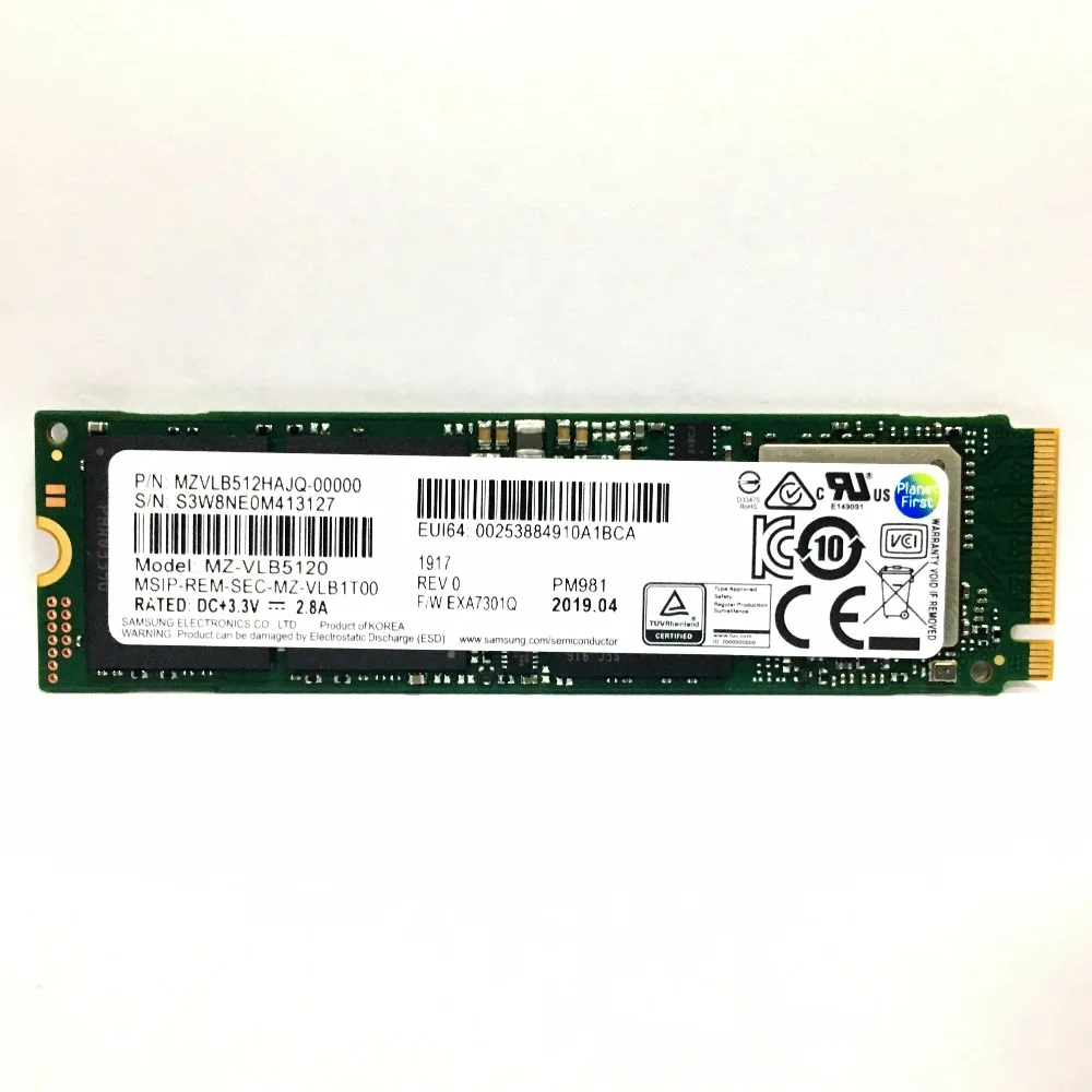 Твердотельный накопитель SAMSUNG M.2 PM981512GB твердотельный жесткий диск M2 256 ГБ SSD NVMe PCIe 3