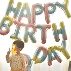 Надувные шары из фольги розового золота, письма с поздравлениями с днем рождения гелиевые, баннеры для вечеринки на день рождения, 1 комплект