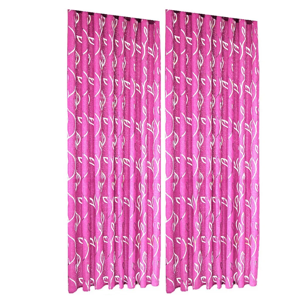 Hot Pink 2 шт. лозы листья Тюль двери окна шторы с драпировкой и вставкой прозрачный шарф декоративные шторы для гостиной спальни Gordijnen - Цвет: Hot Pink
