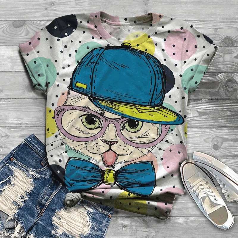 

T-shirt ladies comfortable soft T-shirt ladies clothes 2021 summer Harajuku ladies T-shirt 3DO collar short sleeve