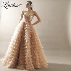 Шампанское Облачные многоуровневые вечерние платья Robe De Soiree платье для выпускного вечера Женские вечерние платья на заказ aibie Дубай Арабский Кафтан формальное платье - Цвет: Шампанское