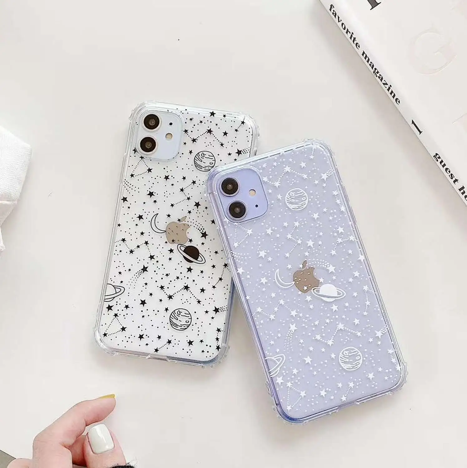 

New Planet cute phone case clear for iphone 1112 Pro Max 7 8 Plus case soft silicone anti-fall for iphone XR XS XS MAX cover