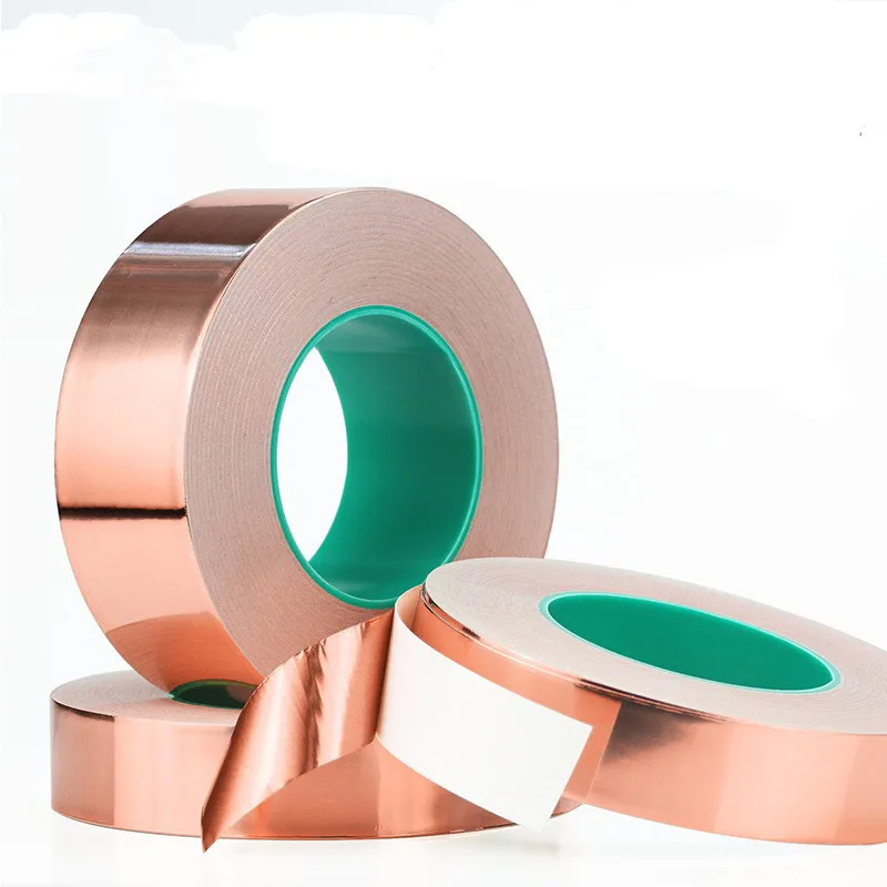 

5~100mmx25M/50M Double Sided Conduct Copper Foil Tape Mask Electromagnetic Shielding double side conductive copper foil tape