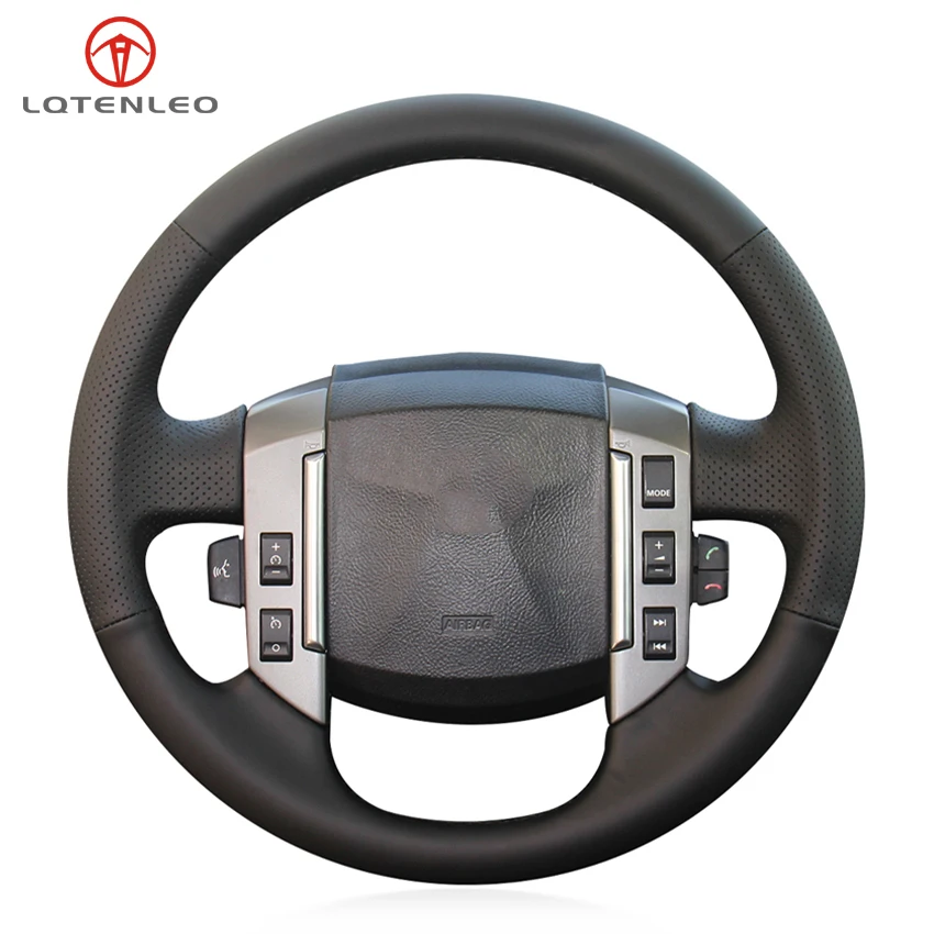 

LQTENLEO Black Artificial Leather Hand Sewing Car Steering Wheel Cover For Land Rover Discovery 3 2004 2005 2006 2007 2008 2009