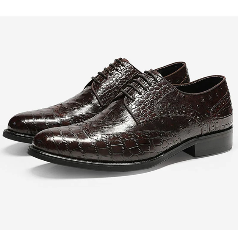 

Luxury Mens Oxford Dress Shoes Genuine Leather Lace-Up Gentleman British Style Business Office Formal Wedding Shoes for Men C60