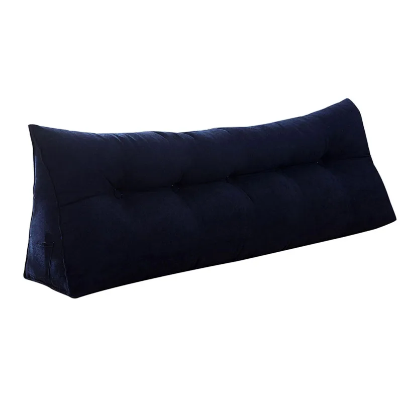 Dark blue Большая подушка на сиденье, одноцветная Подушка на талию для кровати, парная Подушка, дышащая подушка на спинку, съемная, домашний текстиль - Цвет: Dark blue