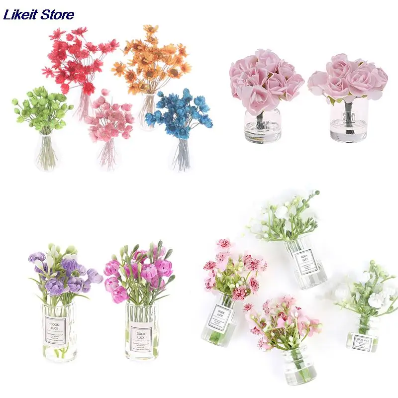 1 шт. миниатюрная ваза для кукольного домика цветов жасмин стеклянный высушенный