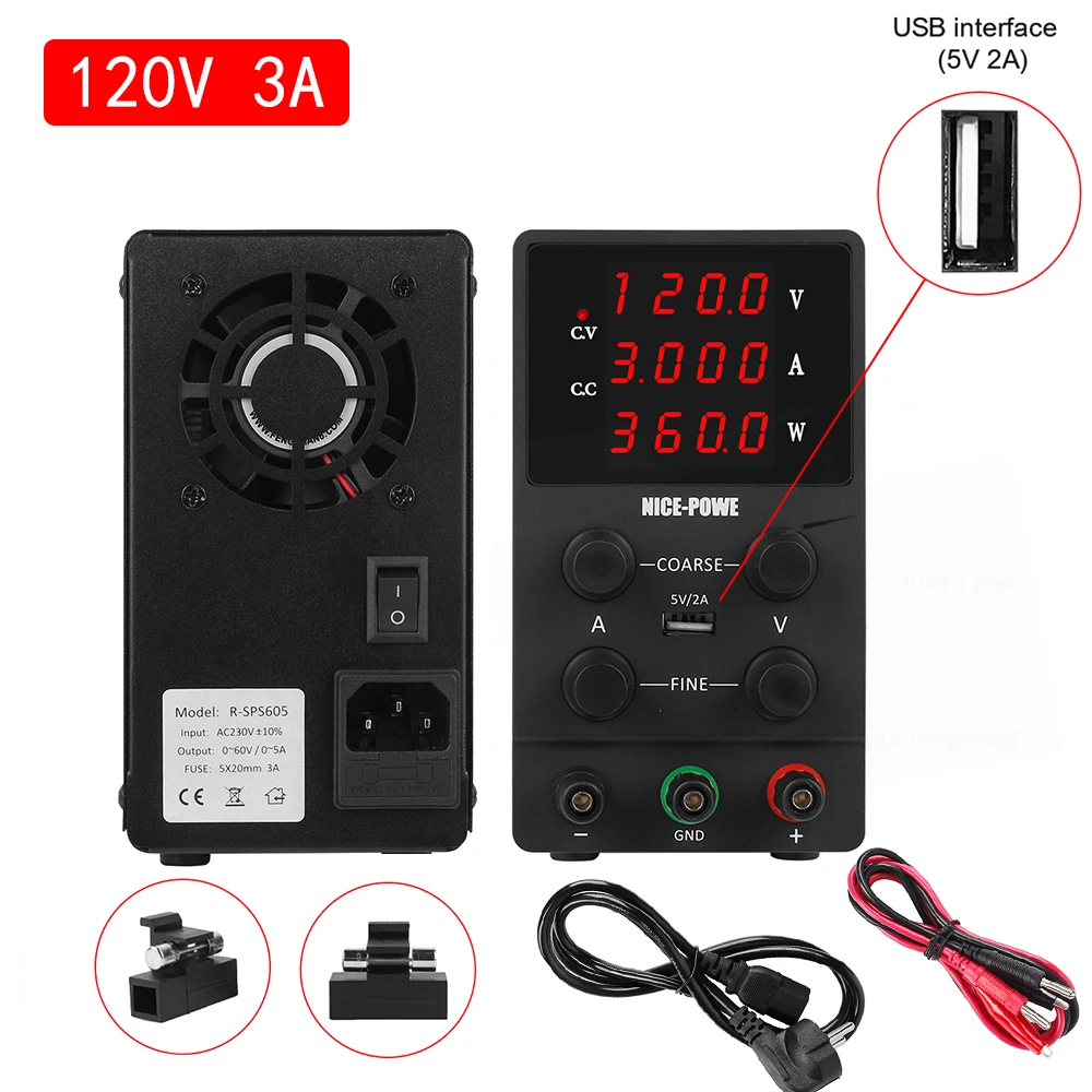 120 В 3A Регулируемый DC лабораторный источник питания импульсный регулятор