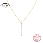 Женское Ожерелье до ключицы CANNER, из настоящего серебра 925 пробы с Y-образным цирконием, золотистого цвета, 2021