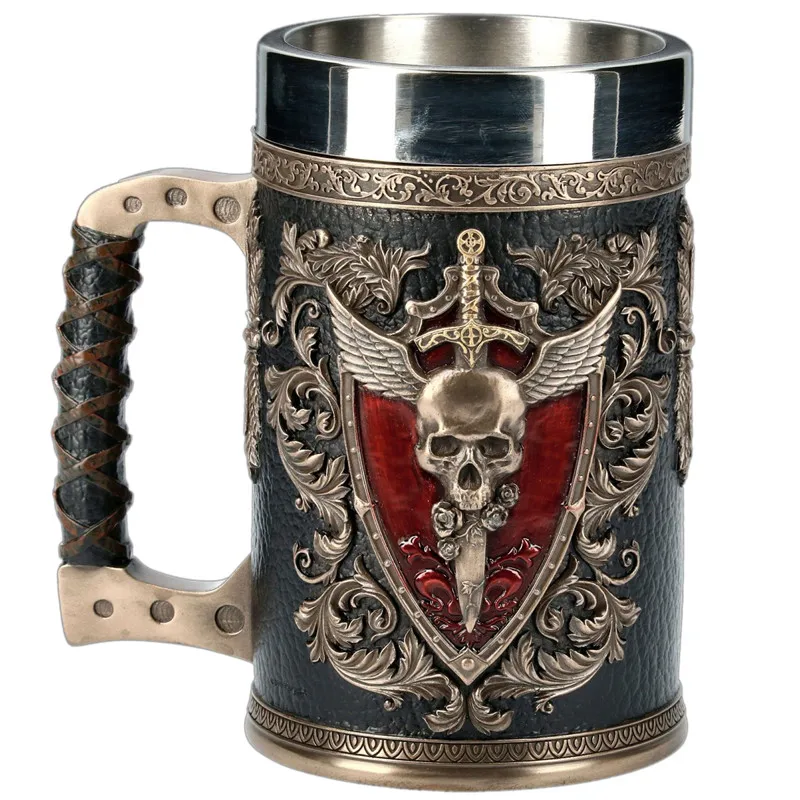 3D пивные кружки Stein Tankard с двойной головкой орел крылатый меч и щит череп крест из