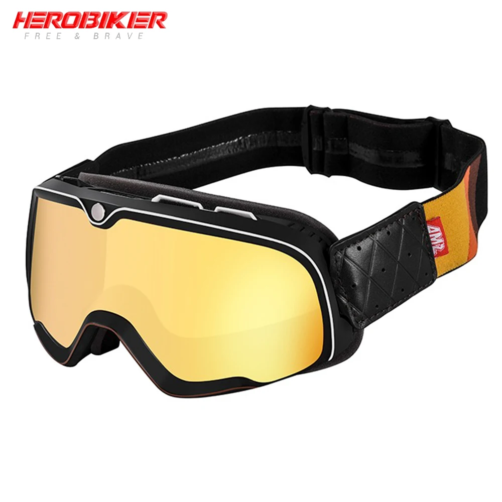 

HEROBIKER Motorcycle Goggles Helmet Universal AMZ Goggles Retro Motorcycle Riding Sunscreen Windproof Anti Sand Off-road Glasses