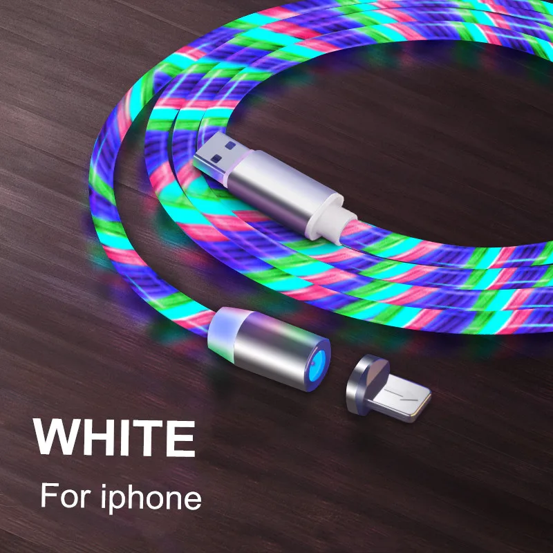 White for iphone Vanniso 2 м магнит микро Usb кабель зарядный провод для iphone X 11 Xiaomi mi8 9t redmi note 7 samsung type C зарядное устройство светящийся шнур - Цвет: White for iphone