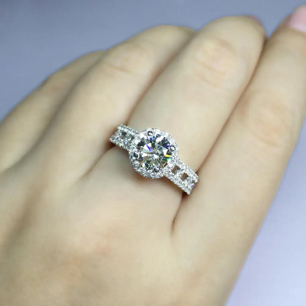 

Женское кольцо с имитацией муассанита, регулируемое обручальное кольцо с супервспышкой, 1 карат, 6,5 мм