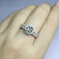 HOYON Imitation Moissanite Diamond style Ring Super Flash Opening Adjustable Ring Hollow Design Wedding Ring for Women 1 carat