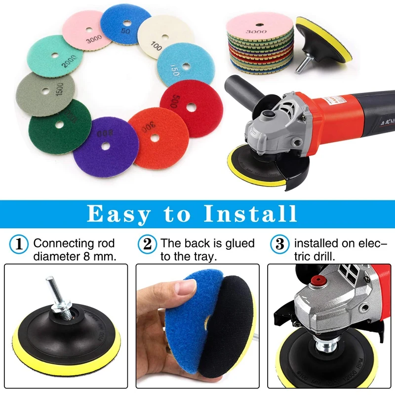 Горячая XD 4 дюймов Алмазные полировальные колодки Набор влажной/сухой полировки