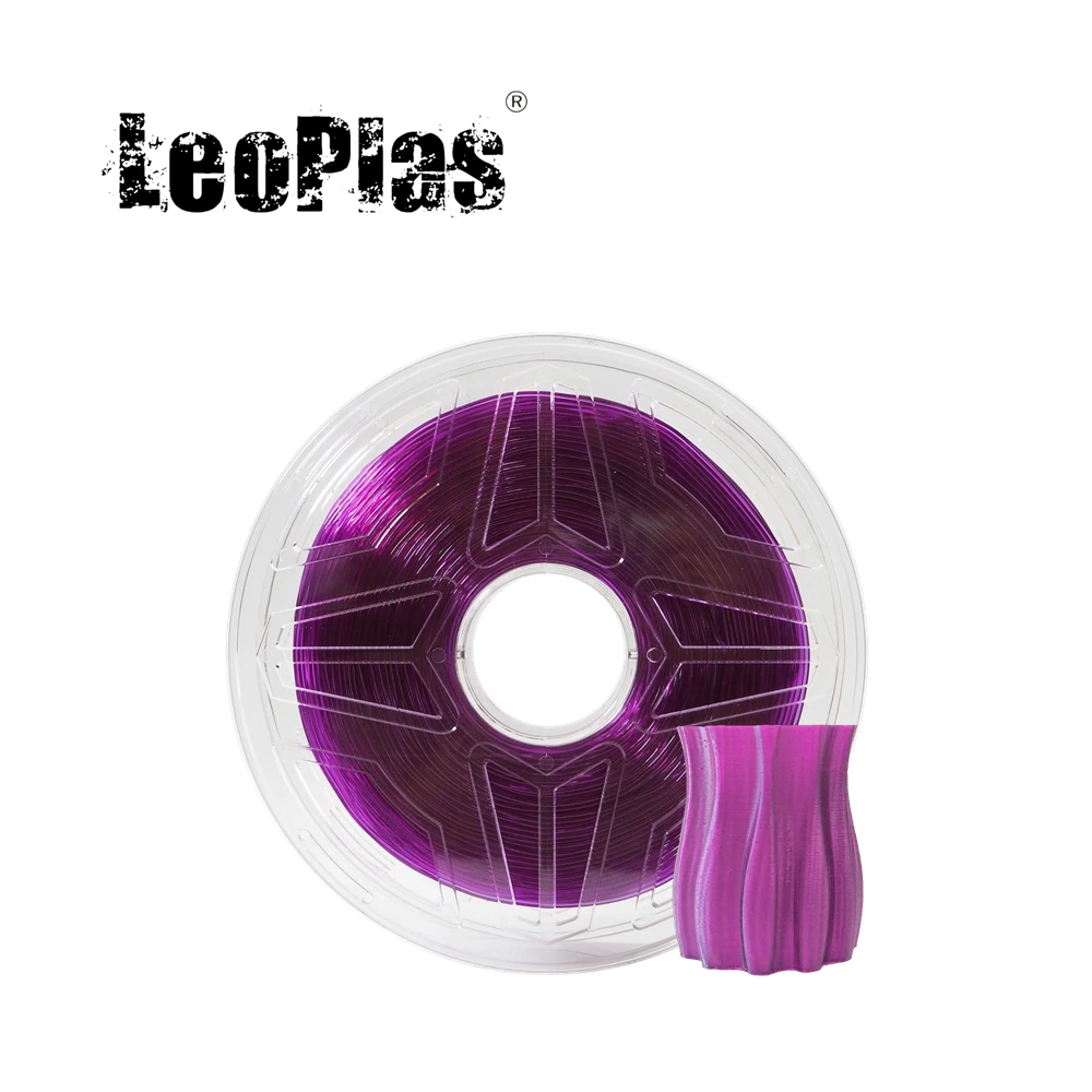

LeoPlas 1.75mm Transparent Clear Grape Purple PETG Filament 1kg For 3D Printer Consumables Printing Supplies Plastic Material