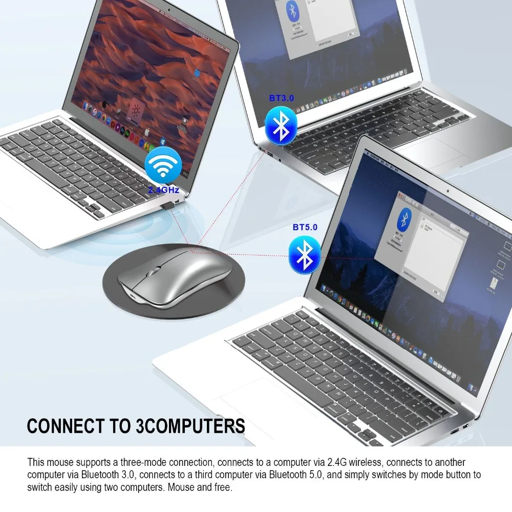Bluetooth 3 0/2 4 + G беспроводная 3-режимная перезаряжаемая ультратонкая металлическая
