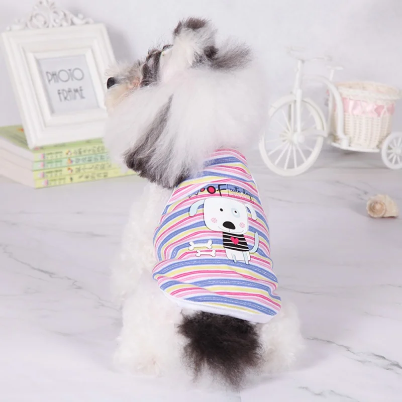 Summer Pet Dog Clothes Cartoon T-shirt Soft Puppy Dogs Clothing Stripes Shirt Casual Vests For Small XS-XL |