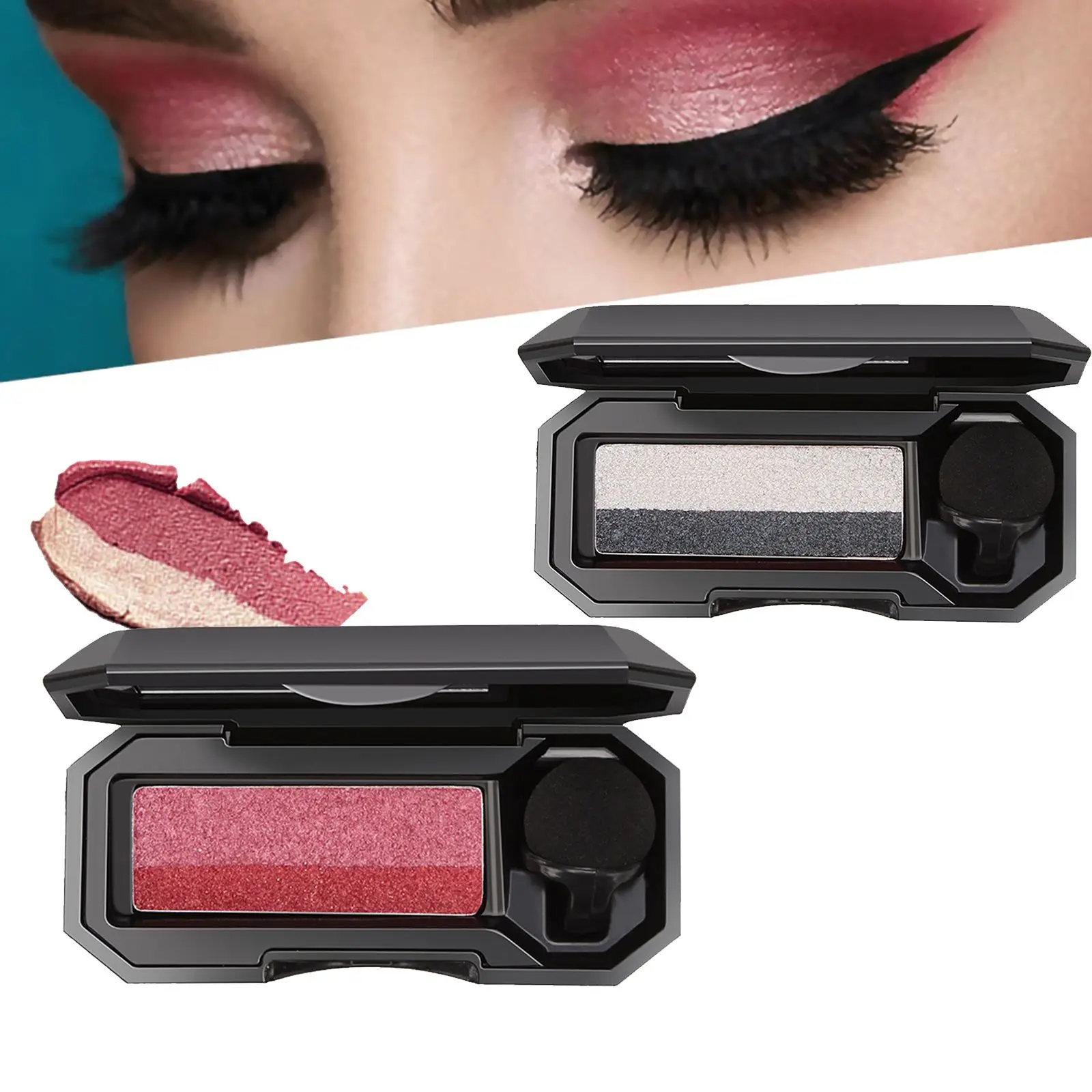 

Women Eyeshadow Pallete Waterproof Glitter Eye Shadow Brush with Mirror Double Color Lazy Eye Shadow Makeup Palette