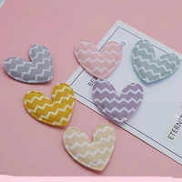 36pcslot 54 5cm padded stripe cloth heart applique for diy craft hat gloves clothes fabric sewing headwear decor patches