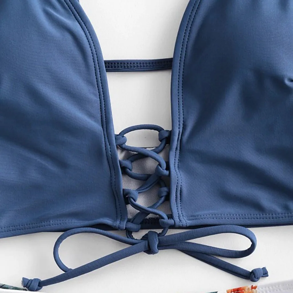 Женский сексуальный комплект бикини из двух предметов танкини на шнуровке с