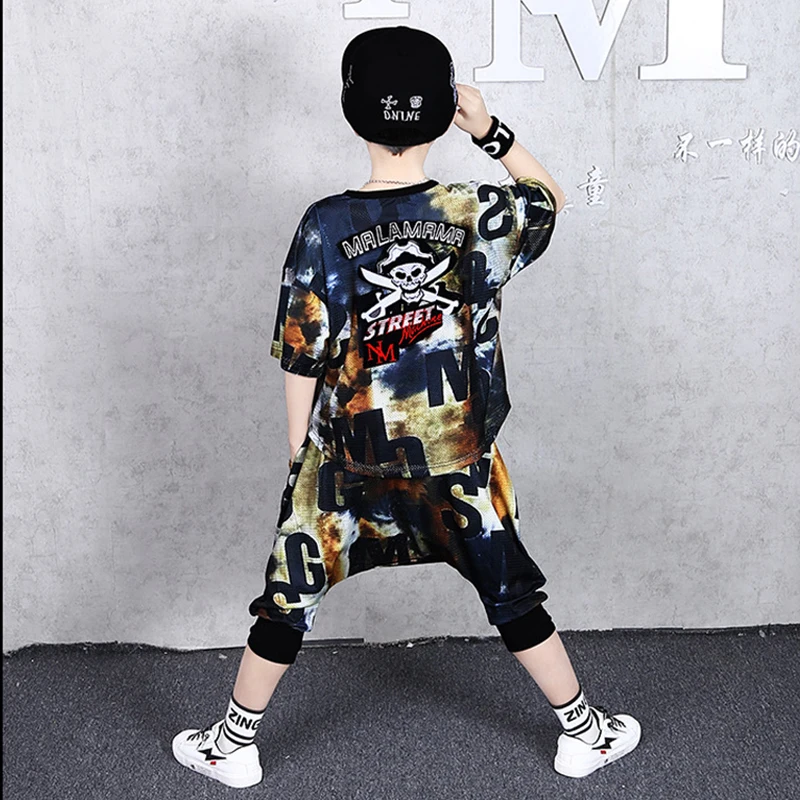 Комплект летней детской одежды для мальчиков свободная Спортивная футболка с