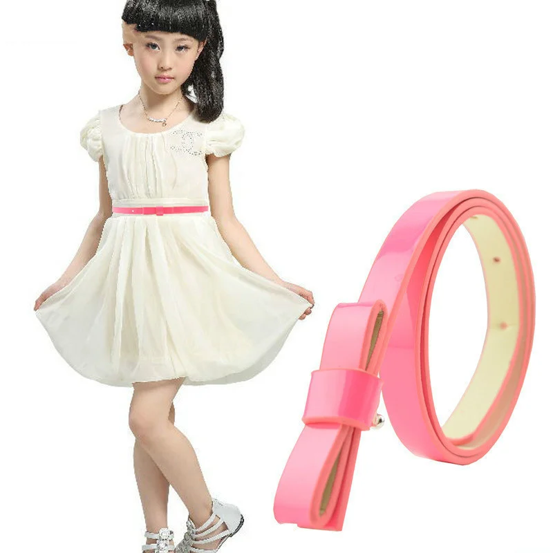 

2020 Multicolor optional 100% of new goods Wholesale fashion joker bowknot adornment kids belt female High quality PU belt