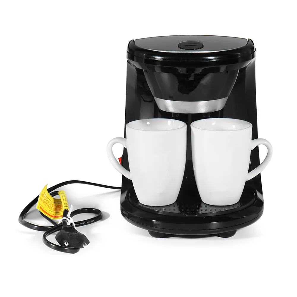 Black 110V 450W Electric Drip Coffee Maker Household Auto Dual Cup Coffee Machine Dual-use American Coffee Tea Machine 110V/220V - Цвет: Black 110V