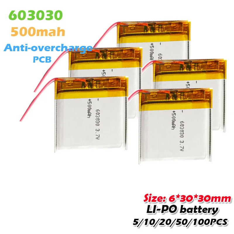 603030 3 7 V 500mAh литиевая полимерная аккумуляторная батарея с печатной платой для MP3 MP4