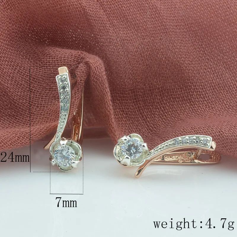 Женские Висячие серьги FJ из розового белого кубического циркония 585 пробы с