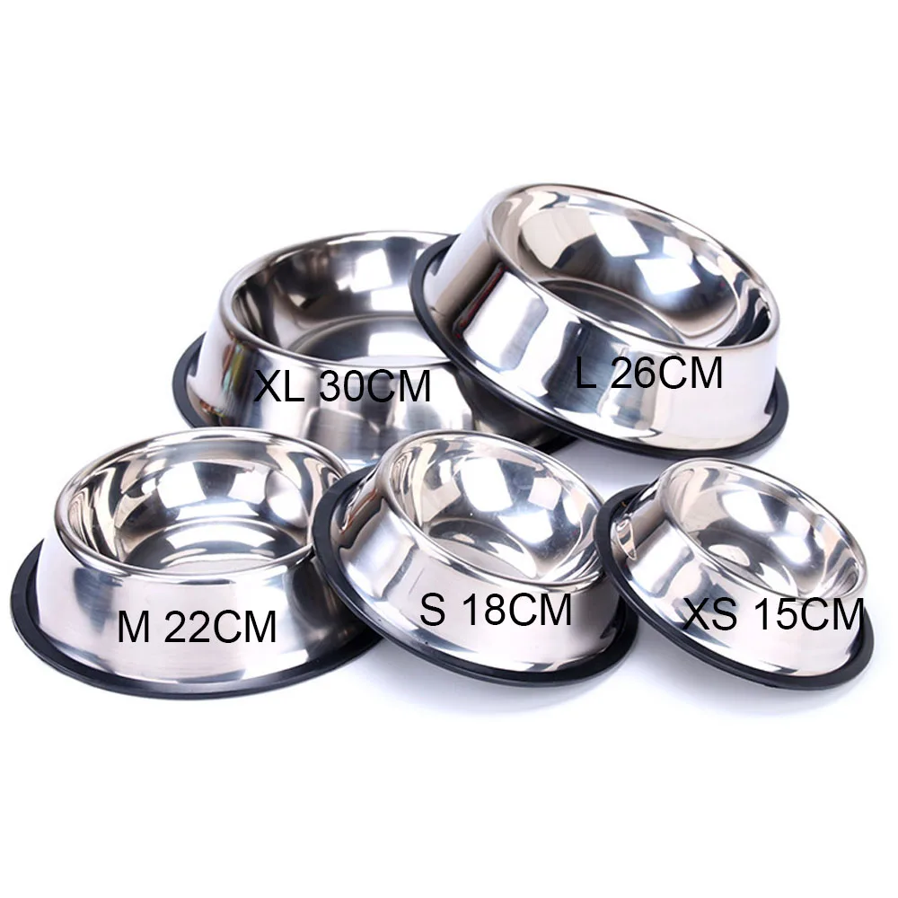

Bonzerpet Dog Cat Stainless Bowls Steel Travel Feeding Feeder Water Bowl For Pet Dog Cats Puppy Outdoor Food Dish 5 Sizes