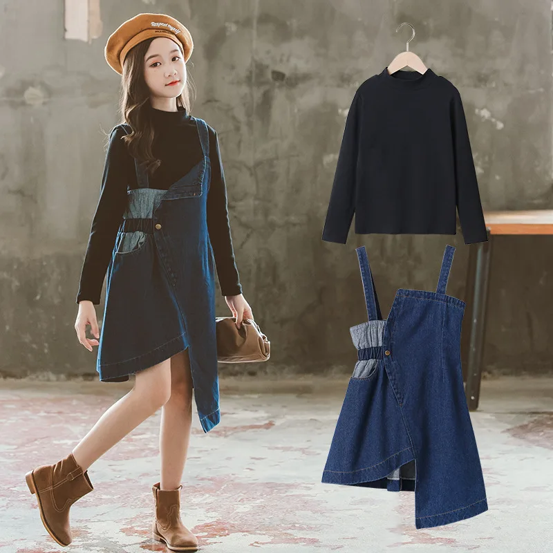 

Fashion Clothes Suit Spring Autumn Children Clothes Baby Girls Sweater + Jean Dress Kids Teenagers Outwear High Quality