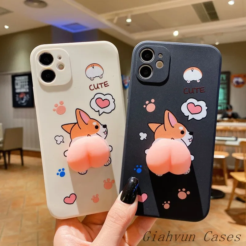 

Corgi Soft Butt Toy Pinch Decompress Peach Soft Phone Case For Xiaomi Redmi Note 7 8 9S Note7 Pro 10X K20 K30 K40 Pro Cover Capa