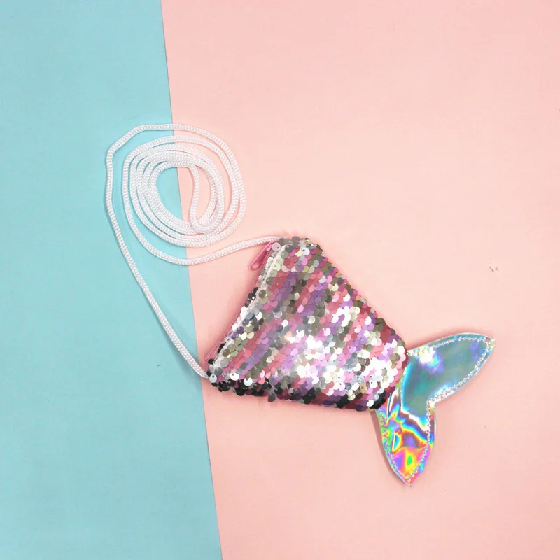 Новинка 2020 два цвета с блестками хвост русалки кошелек для монет ремешок сумка