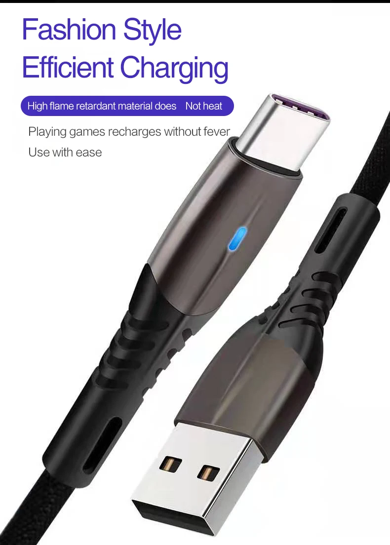 5А usb type C кабель для huawei mate 20 Pro P20 Xiaomi Note 7 из цинкового сплава Быстрая зарядка 3,0 type-C шнур супер быстрая зарядка USB C