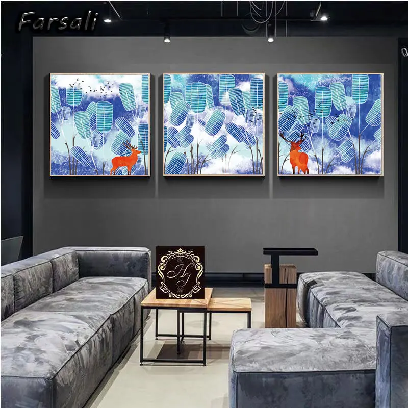 Скандинавские декоративные абстрактные мраморные с синим золотом краски холст