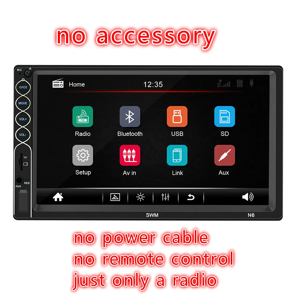 only radio SWM N6 двойной 2 DIN стерео MP5 плеер 7 дюймов сенсорный экран bluetooth USB AUX радио приемник в тире головное устройство+ камера - Цвет: only radio